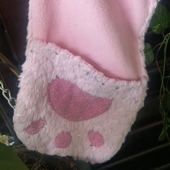 Fleece kitty kat hooded scarf with hand warming paws/pockets & sequin sparkles 💖 - Picture 9 of 10